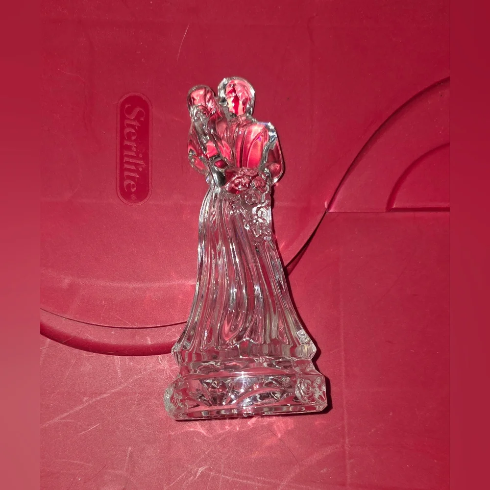 Princess House Crystal Bride & Groom Wedding Cake Topper